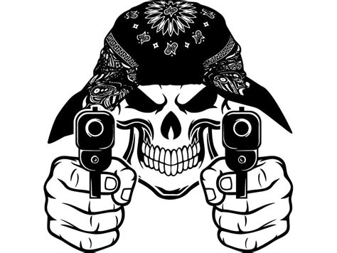 Gangster Thug Criminal Guns Bandana Clipart Svg Clipart Svg