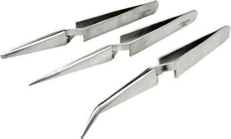 Tweezers Cross Locking Set Of 3 Curved Straight And Blunt Tip