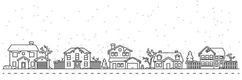 Winter Village Neighborhood Vector Illustration Stock Illustration