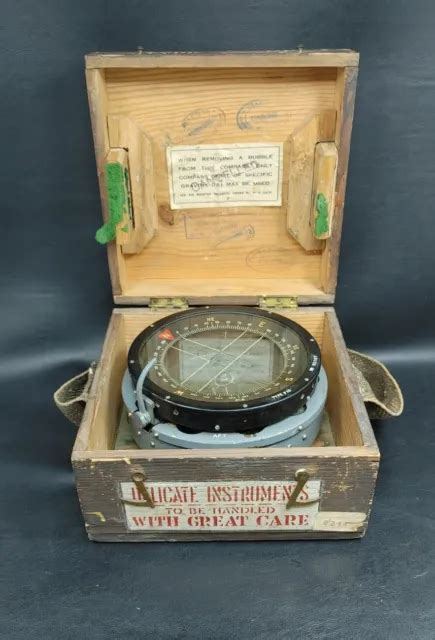 Wwii Era Type P10 Aircraft Compass With Original Wooden Case Royal Air