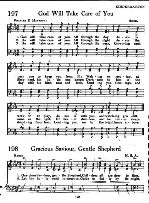 Sunday School Hymnal With Offices Of Devotion 197 God Will Take Care