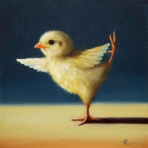 Fluffy Chicks Practice Yoga Poses In Realistic Oil Paintings
