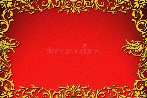 Wedding Invitation Border In Red And Gold Stock Vector Illustration