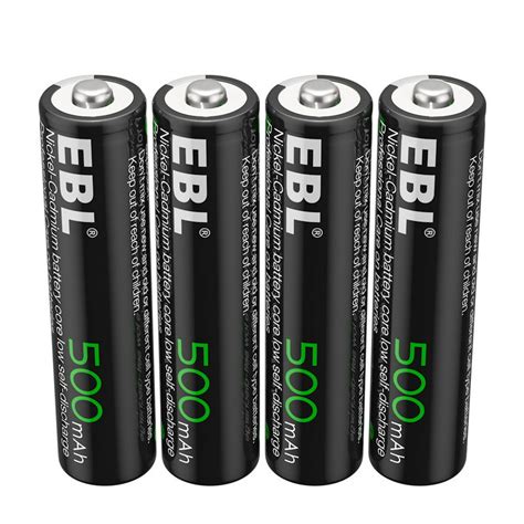 Ebl 4 Pack 12v 500mah Aaa Battery Ni Cd Rechargeable Batteries For