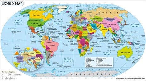 World Map Robinson Projection Kinderzimmer 2018