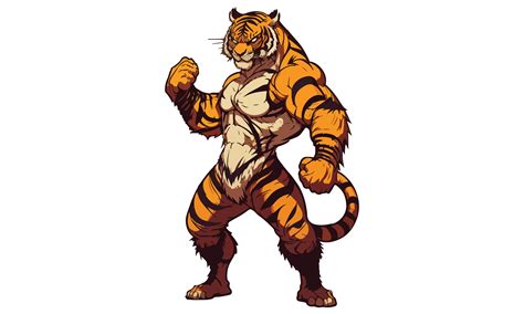 bodybuilding tiger vector illustration graphic by breakingdots · creative fabrica