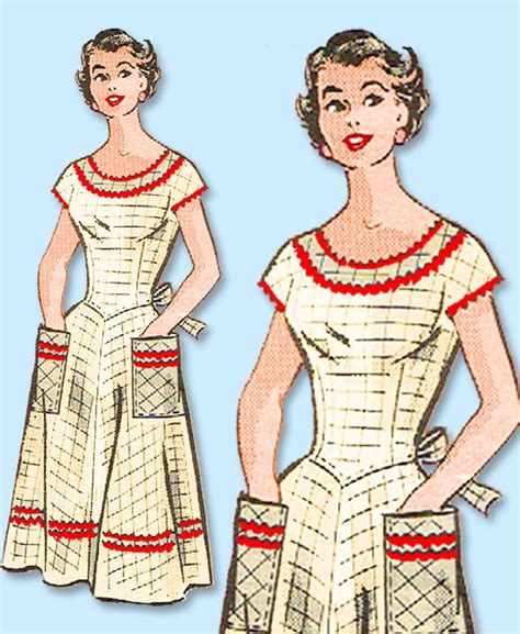 1950s Vintage Marian Martin Sewing Pattern 9372 Plus Size House Dress