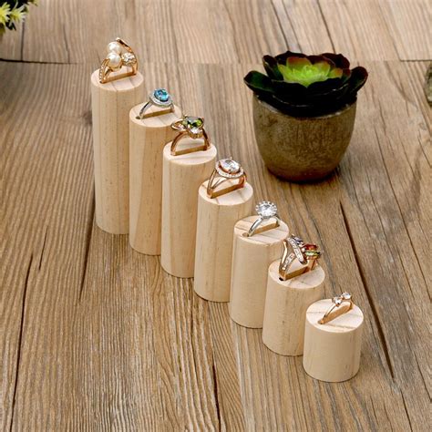 Lot Of 7 Wood Ring Display Holder Wood Jewelry Display Stand Ring
