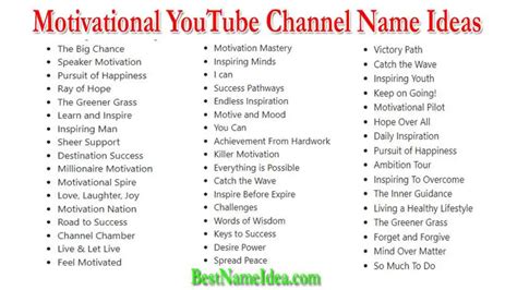 Best Motivational Youtube Channel Name Ideas