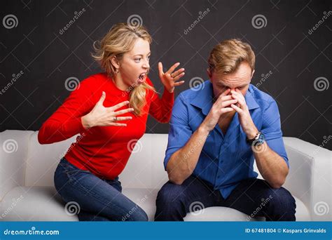 Woman Yelling At Man Stock Photo Image Of Sadness Frustration 67481804