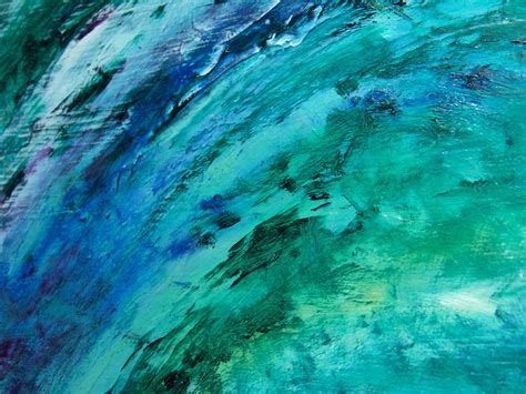 Abstract Painting Black Cobalt Blue And Mint Green Color Palette