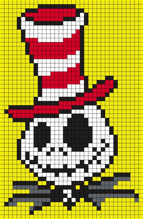 Jack Skellington In A Hat From The Cat In The Hat Square Grid Pattern