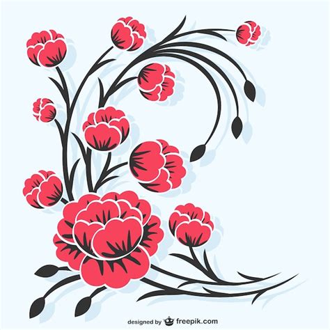 Free Vector Red Flowers Illustration