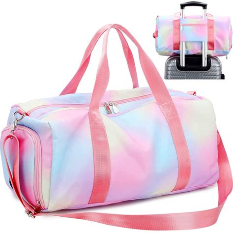 Women Travel Duffel Bag Rainbow Sports Tote Gym Bag With Shoe Compartment Wish