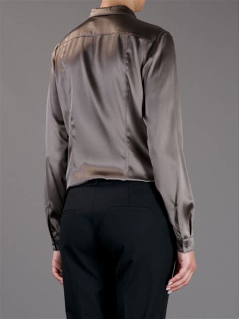 Burberry Silk Blouse In Gray Lyst