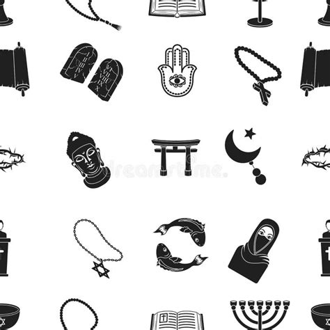 religion pattern icons in black style big collection of religion vector symbol stock
