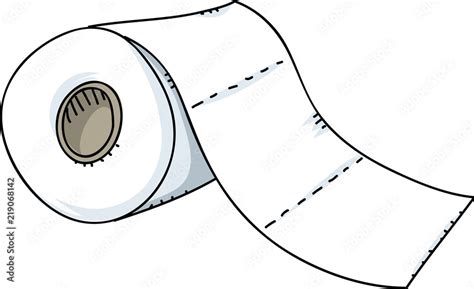 A Cartoon Toilet Paper Roll With Separate Panels Marked With A Dotted Tear Line Stock Vector