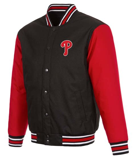 Poly Twill Philadelphia Phillies Varsity Black And Red Jacket Jackets