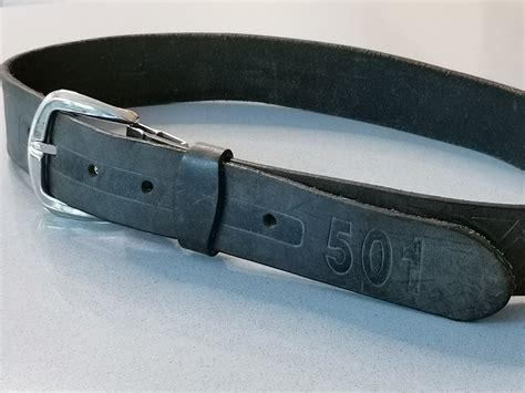 Vintage 90s Levis 501 Leather Belt Levis Western Belt Tooled Gray
