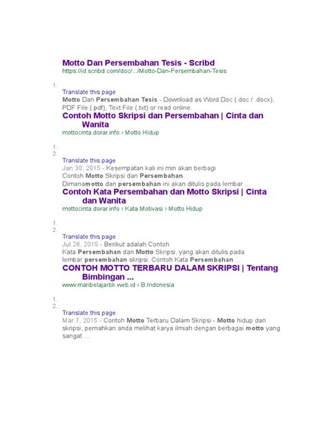 Koleksi dan kumpulan kata motto skripsi setelah kemarin sudah share mengenai contoh judul skripsi dan tesis pendidikan kumpulan referensi judul skripsi lengkap kali ini. motto dan persembahan - wood scribd indo