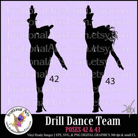 Drill Dance Team Silhouettes Poses 42 And 43 With 2 Eps Svg Etsy