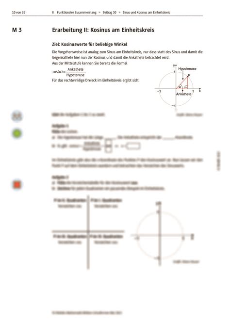 Sinus Und Kosinus Am Einheitskreis Raabits Online