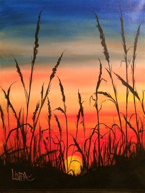 Seagrass Sunset Landscape Paintings Nature Art Painting Sunset Painting