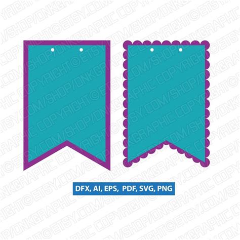 2 Styles Printable Cuttable Banner Template Scallop Bunting Pennant