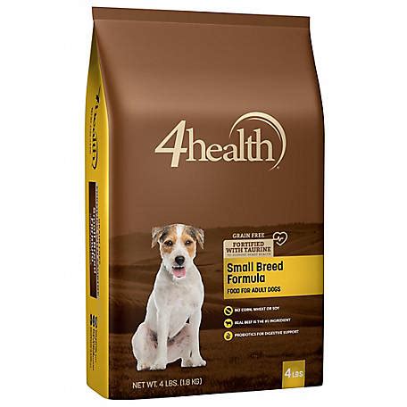 4% fiber as per the guaranteed analysis. 4health Grain Free Small Breed Formula Adult Dog Food, 4 ...