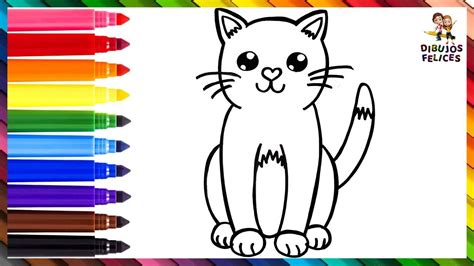 Cómo Dibujar Un Gato 😻 Dibuja Y Colorea Un Lindo Gatito 🌈 Dibujos Para