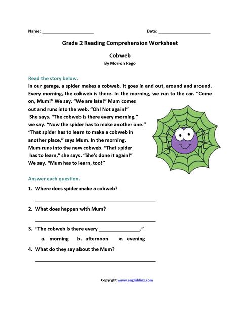 Free Printable Reading Comprehension Worksheets Grade 2
