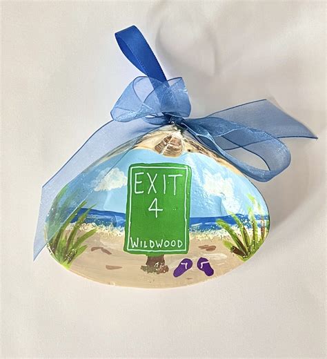Exit Wildwood Hand Painted Shell Ornament Winterwood Gift