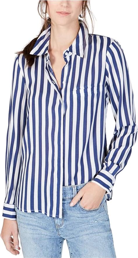 Inc International Concepts Striped Button Down Shirt Bluewhite Stripe Small At Amazon Women