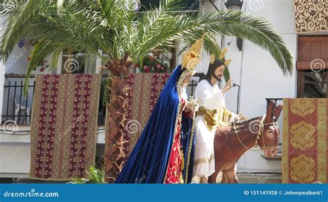 Palm Sunday Easter Procession In Andalusian Village Editorial Stock