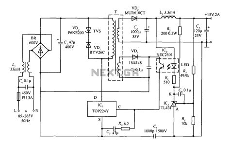 15v Top224y 2a Dc Output Switching Power Supply Circuit Under Switching