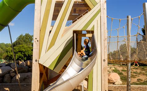 John Ball Zoo Playground Timber Tower Steel Open Slide Earthscape Play