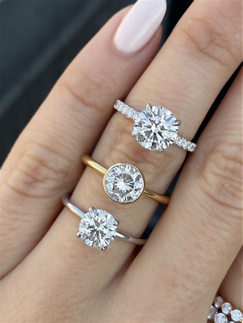 Boho Female Crystal White Round Ring Set Brand Luxury Promise