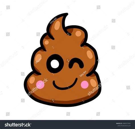 Digital Illustration Cartoon Poop Emoticon Stock Illustration