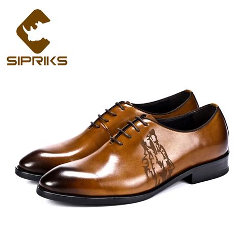 Sipriks Mens Genuine Leather Oxfords Designer Male Wedding Formal Shoes