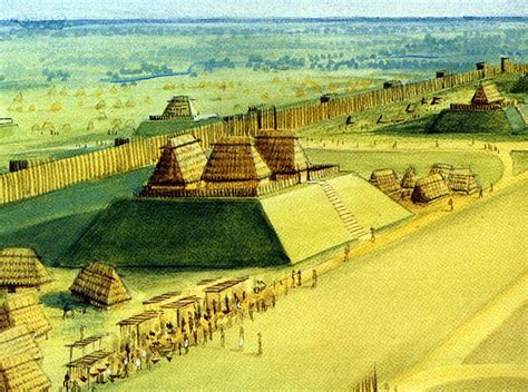Cahokia Mounds With Houses Mississippian Culture Cahokia Ancient Origins History Facts