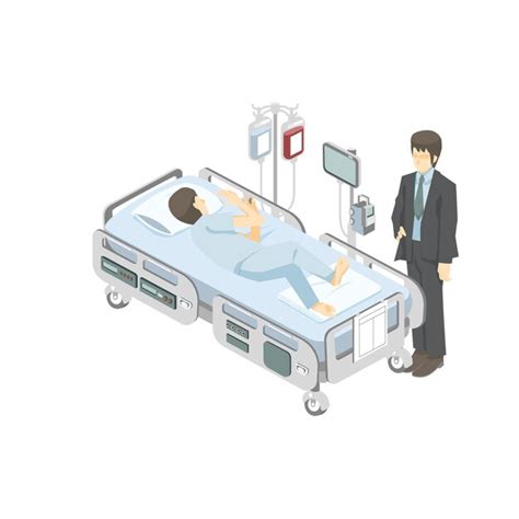 Premium Vector Patient On The Hospital Bed And Visitor Graphic Vector