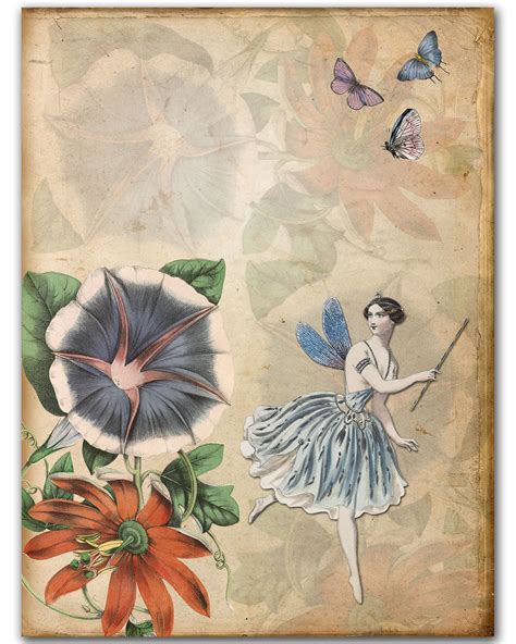 An Image Of A Fairy With Flowers And Butterflies