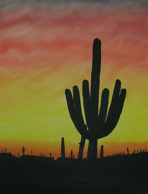 Saguaro Sunset Painting By Aaron Thomas Fine Art America