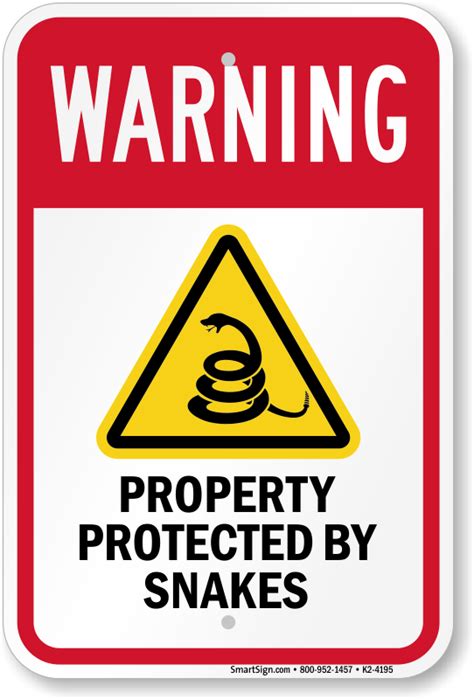 Warning Property Protected By Snakes Warning Sign Sku K2 4195