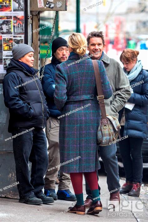 Ethan Hawke And Greta Gerwig Filming A Scene For Maggie S Plan In