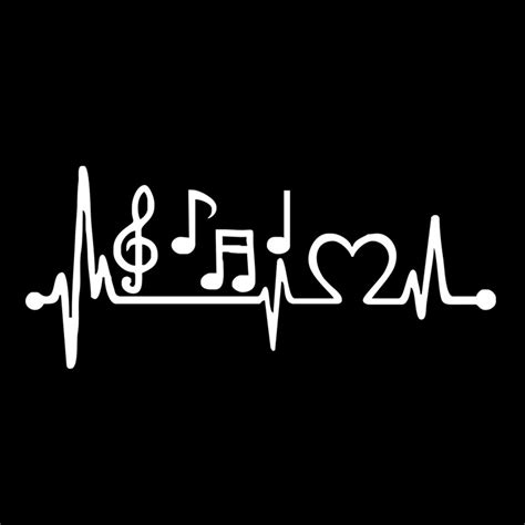 Musical Note Heartbeat Auto Decal Self Adhesive Vinyl Sticker Car