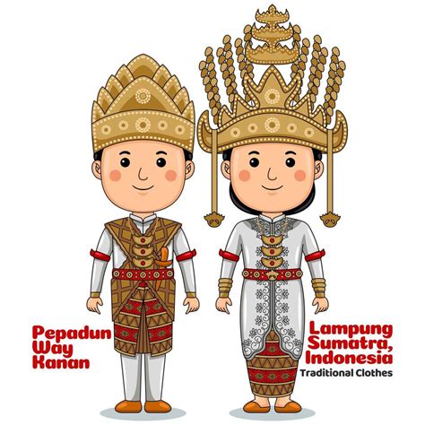 Couple Wear Lampung Traditional Clothes 17770281 Vector Art At Vecteezy