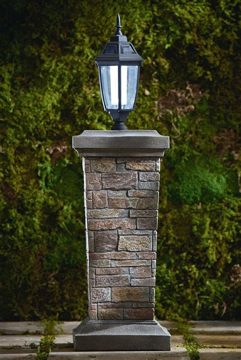 Pedestal With Solar Lantern Impressive Outdoor Light From Sears