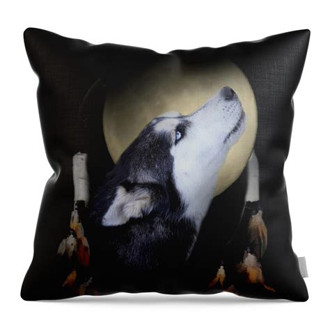 Native American Zodiac Sign Of The Wolf Throw Pillow For Sale By
