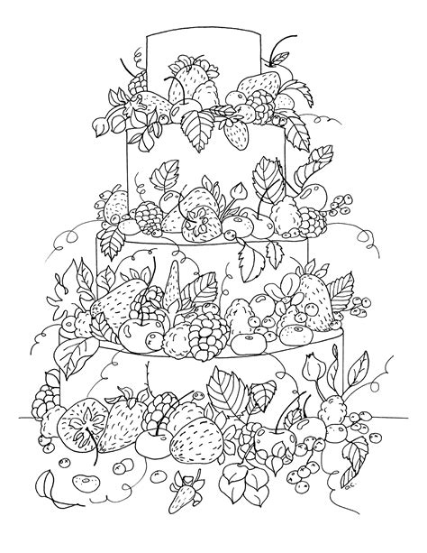 Big Fruit Cake By Olivier Cupcakes Adult Coloring Pages